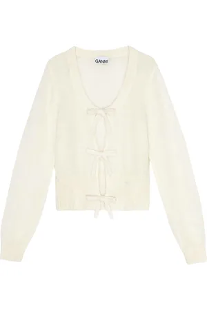Ganni Bow detailing long sleeve cardigan