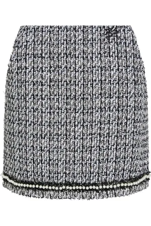 Karl Lagerfeld Pearl-embellished boucl?? mini skirt