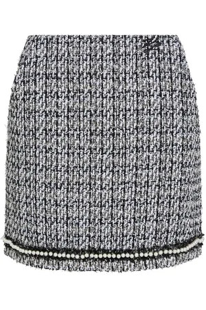 Karl Lagerfeld Pearl-embellished bouclé mini skirt