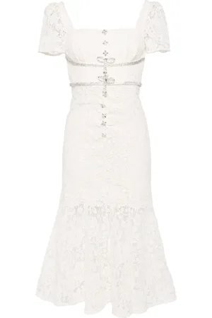 Self-Portrait Lace diamante bow midi dress