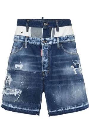 Dsquared2 Panelled distressed-effect denim shorts