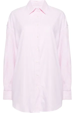 JOSHUA SANDERS Graphic-appliqué vertical-striped shirt