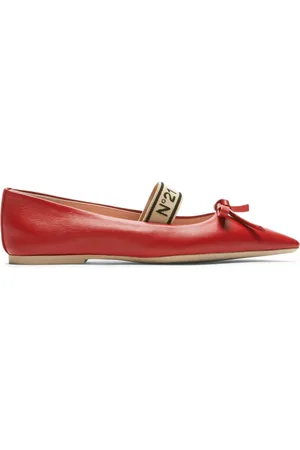 Nº21 Bow leather ballerina shoes