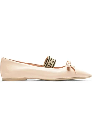 Nº21 Bow leather ballerina shoes