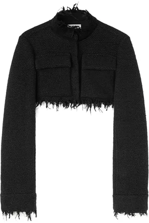 Jil Sander Frayed detailing cropped tweed jacket
