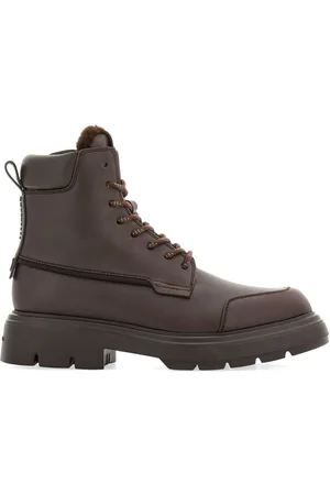 Salvatore Ferragamo Oversize-tongue leather combat boots