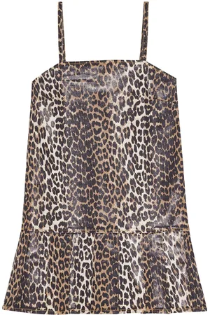 Ganni Foiled-finish printed mini dress