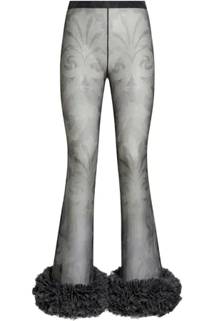 Etro Printed silk flared trousers