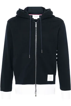 Thom Browne Panelled zip-up cotton hoodie