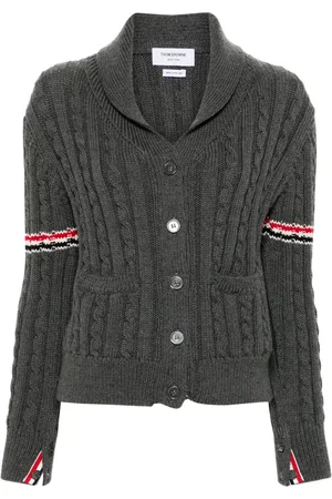 Thom Browne RWB-stripe cable-knit cardigan