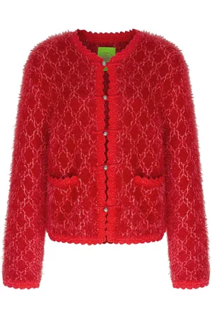 SHANGHAI TANG Metallic-effect tweed cardigan