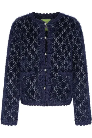 SHANGHAI TANG Metallic-effect tweed cardigan