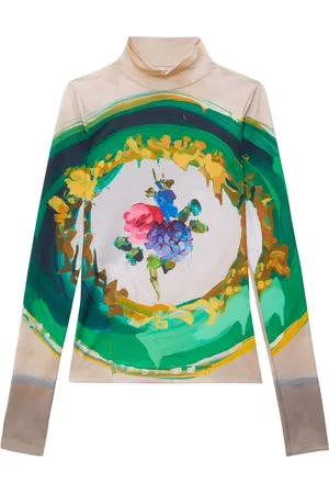 Msgm Floral-print high-neck T-shirt