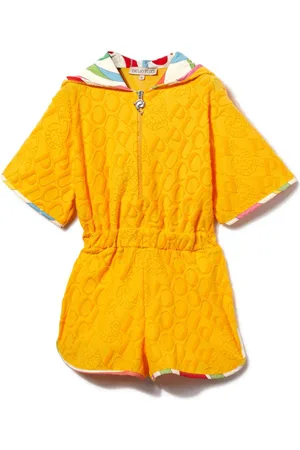 PUCCI Junior Bouclé logo hooded playsuit
