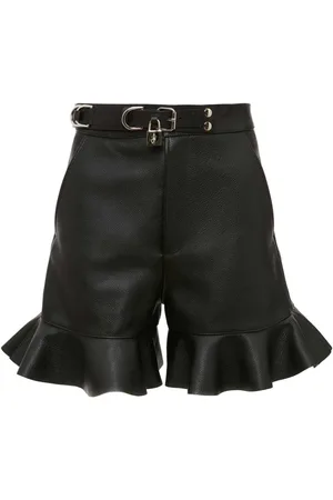 J.W.Anderson Padlock-strap ruffled leather shorts
