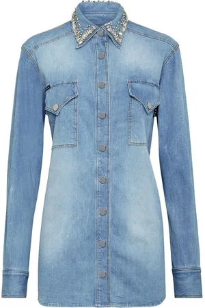 Philipp Plein Crystal-embellished denim shirt