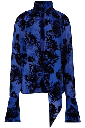Nina Ricci Floral-print pussy bow-collar blouse