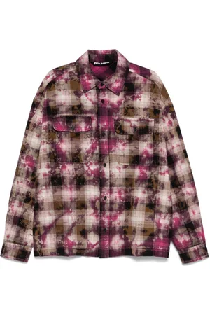 Palm Angels Curved-logo check shirt