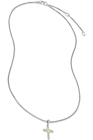 David Yurman Sterling Petite Cross diamond necklace (20.8mm)