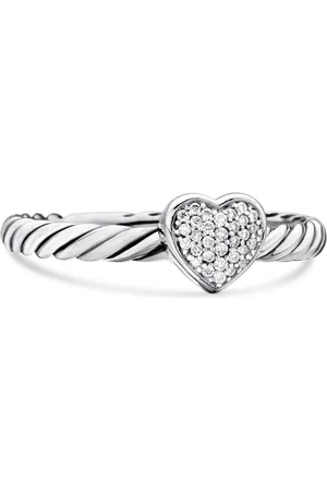 David Yurman Sterling Cable Collectibles Heart Stack diamond ring (6.2mm)
