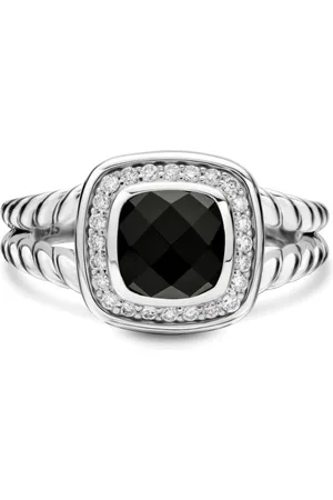 David Yurman Sterling Petite Albion onyx and diamond ring (7mm)