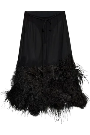 The Attico Feather-trim midi skirt