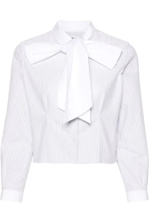 Thom Browne Pussy-bow collar cotton blouse