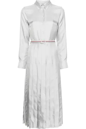 Thom Browne RWB-stripe belted silk shirtdress