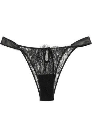 Kiki de Montparnasse Leather-trim lace cheeky briefs