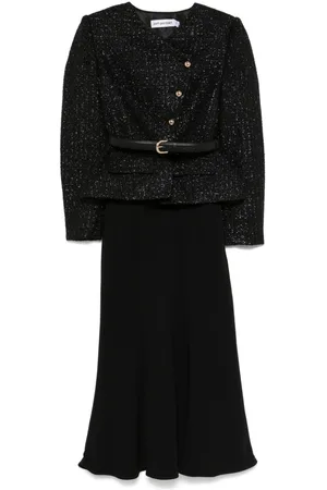 Self-Portrait Bouclé asymmetric midi dress