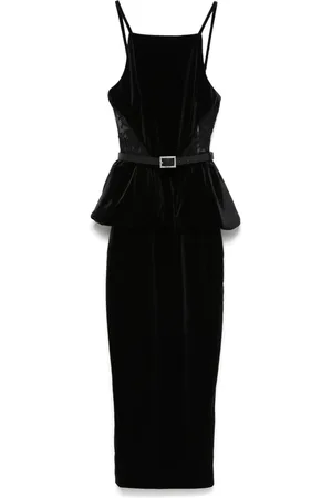 Self-Portrait Velvet peplum midi dress