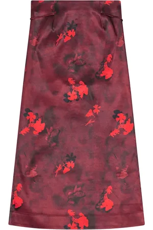 Ganni Printed satin maxi skirt
