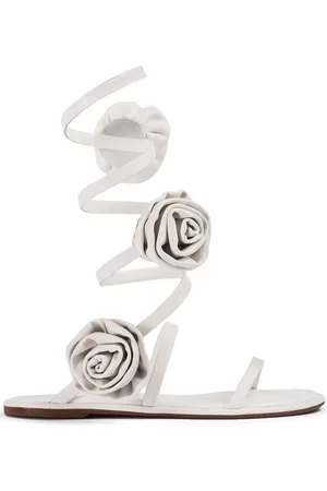 LE SILLA Goddess floral-appliqué leather sandals