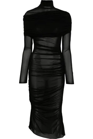 MUGLER Sheer ruched dress