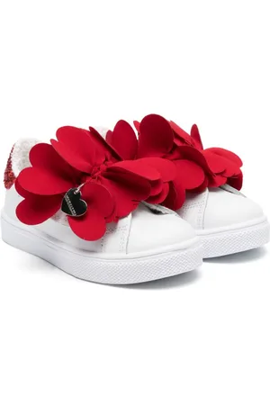 MONNALISA Petals-appliqué leather sneakers