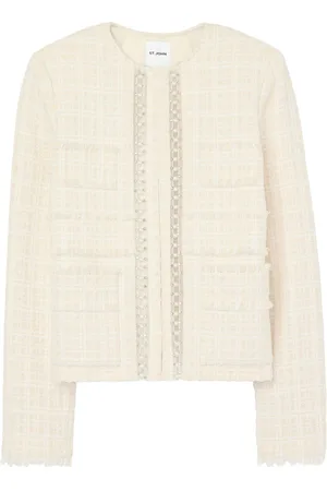 ST. JOHN Pearl-embellished tweed jacket
