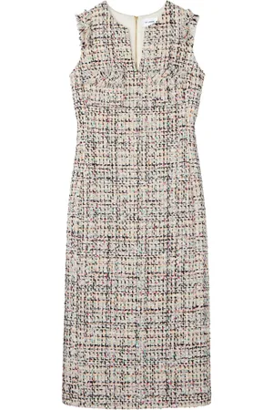 ST. JOHN V-neck tweed dress