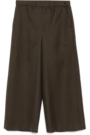 SACAI Belted pinstripe wide leg trousers