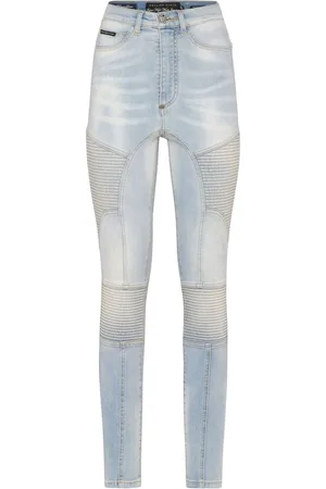 Philipp Plein Ribbed-detailing skiny-cut jeans
