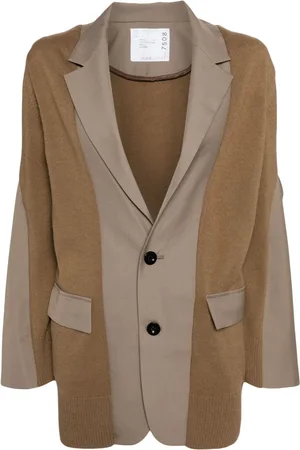SACAI Panelled wool-blend cardigan