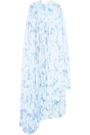 Balenciaga Floral-print pleated maxi dress