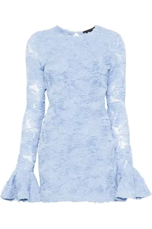 ROTATE Floral-appliqué mesh mini dress