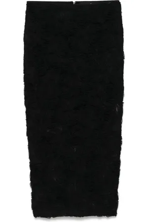 ROTATE Flower-mesh midi skirt