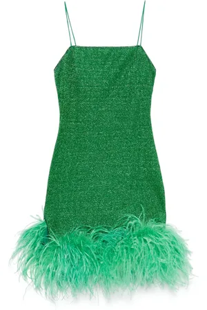 Oseree Feather-trim mini dress