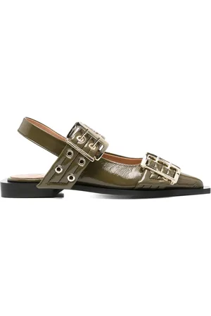 Ganni Buckle-fastening ballerinas