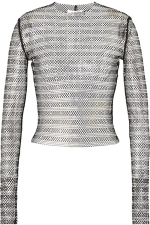 GENNY Rhinestone-embellished mesh blouse