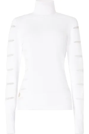 GENNY High-neck sheer-detail sweater