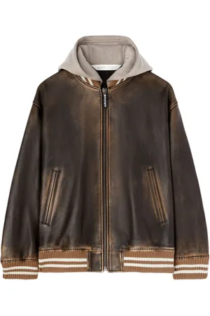 Palm Angels Curved logo leather bomber jacket