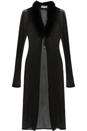 BLUMARINE Feather-trim coat