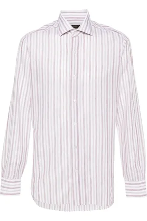 BARBA Spread-collar striped shirt